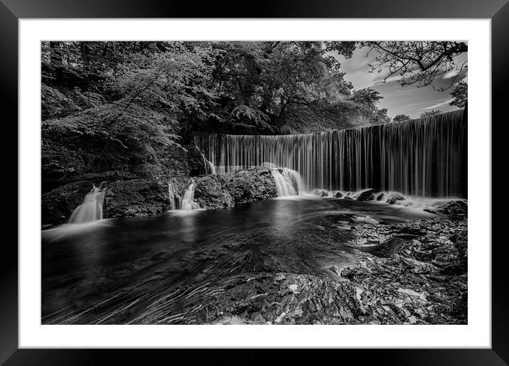 River Calder Waterfall Framed Mounted Print by Angela H