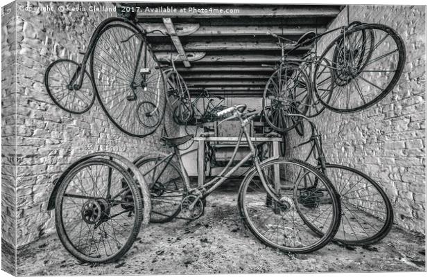 Old Bicycles Canvas Print by Kevin Clelland