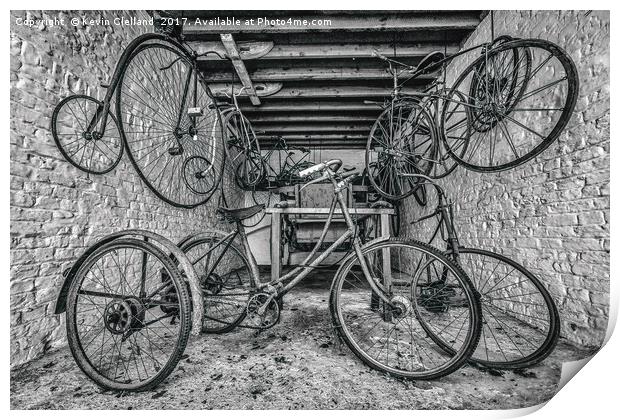 Old Bicycles Print by Kevin Clelland