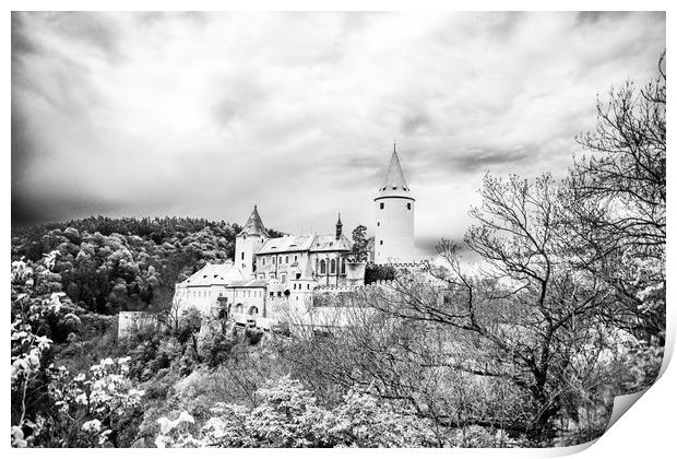 Castle Krivoklat in Central Czechia. Print by Sergey Fedoskin