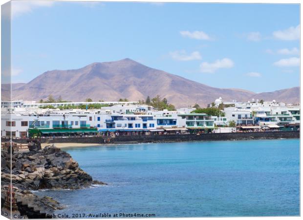 Playa Blanca Seafront, Lanzarote, Spain Canvas Print by Rob Cole