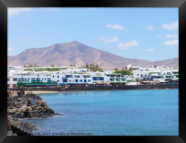 Playa Blanca Seafront, Lanzarote, Spain Framed Print by Rob Cole