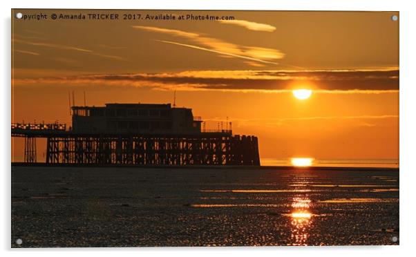 Sun Rise at Worthing Pier   Acrylic by AMANDA TRICKER