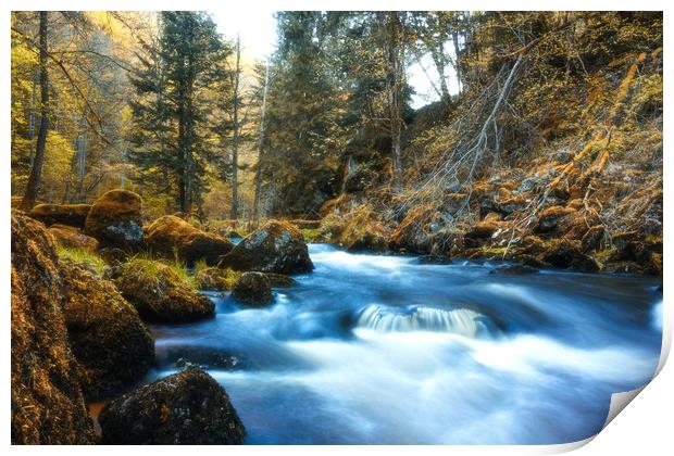 Autumn creek in Austrian Alps. Print by Sergey Fedoskin