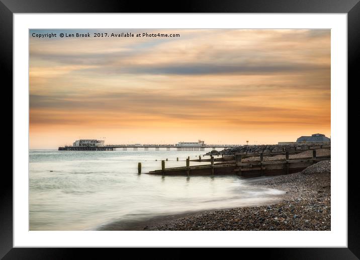 Worthing Pier at Sunset Framed Mounted Print by Len Brook