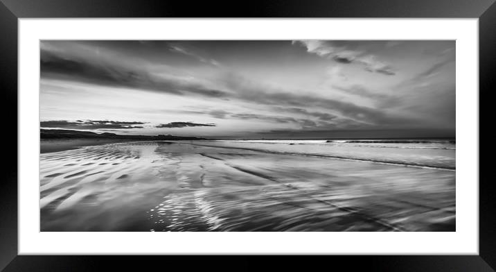 Northumberland Beach in Black and White Framed Mounted Print by Naylor's Photography