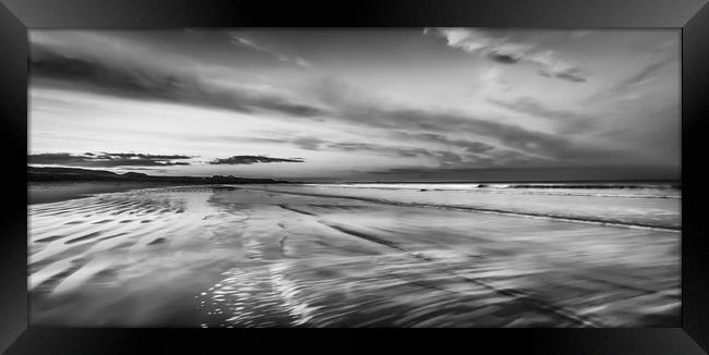 Northumberland Beach in Black and White Framed Print by Naylor's Photography