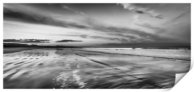 Northumberland Beach in Black and White Print by Naylor's Photography