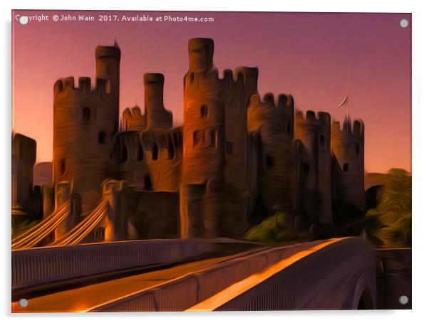 Conwy (Conway) Castle (Digital Art) Acrylic by John Wain