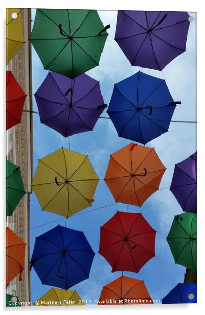 Colorful umbrellas Acrylic by Marinela Feier