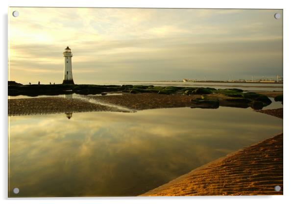    New Brighton Lighthouse , Late Evening Reflecti Acrylic by Alexander Pemberton