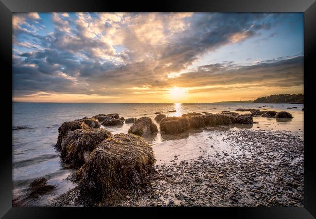 Woodside Bay Rockscape Sunrise Framed Print by Wight Landscapes
