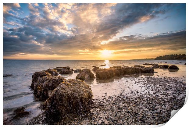 Woodside Bay Rockscape Sunrise Print by Wight Landscapes