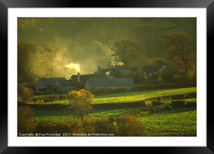 Devon Thatched Farm Cottage in Autumn Framed Mounted Print by Paul F Prestidge