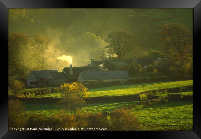 Devon Thatched Farm Cottage in Autumn Framed Print by Paul F Prestidge