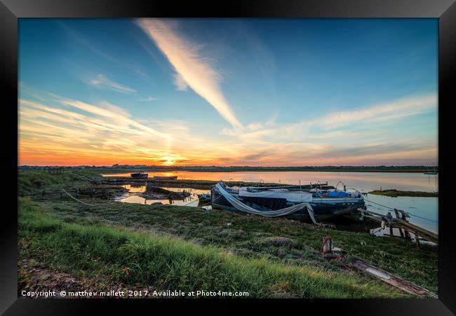 Essex Backwaters Sunset Framed Print by matthew  mallett