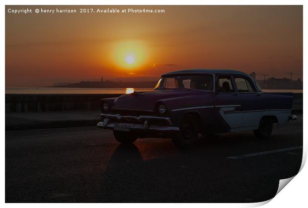 Havana Sunrise Print by henry harrison