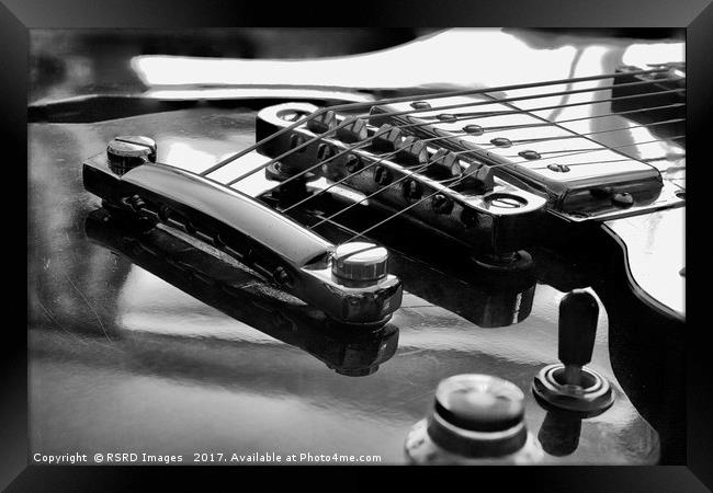 Epiphone Tune-O-Matic bridge and Humbucker in mono Framed Print by RSRD Images 