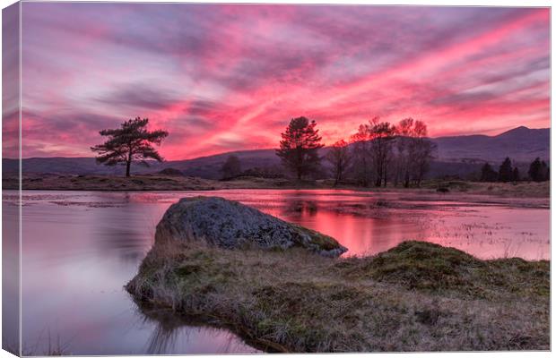 Serene Red Sunset at Kelly Hall Tarn Canvas Print by James Marsden