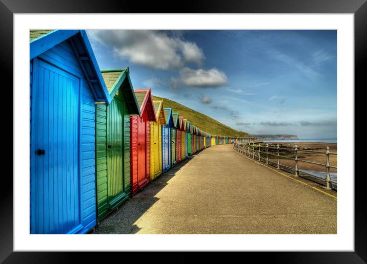 Whitby Beach Huts Framed Mounted Print by Sarah Couzens