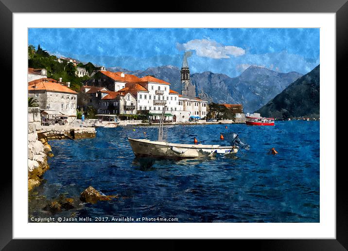 Perast in the Bay of Kotor Framed Mounted Print by Jason Wells