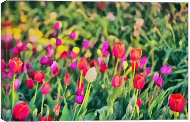 Tulips. Monet style digital painting. Canvas Print by Michael Goyberg