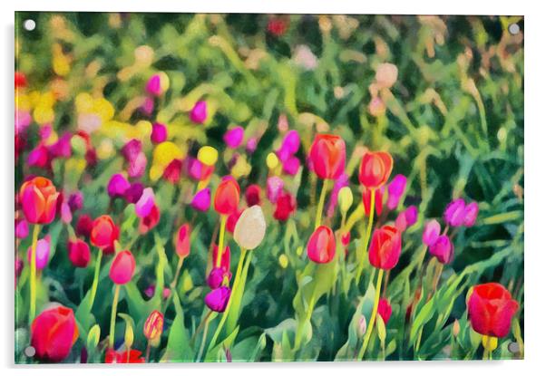 Tulips. Monet style digital painting. Acrylic by Michael Goyberg