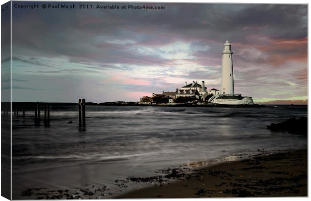 St Mary's Lighthouse Canvas Print by Paul Welsh
