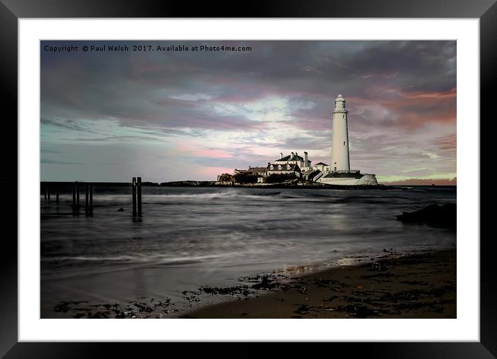 St Mary's Lighthouse Framed Mounted Print by Paul Welsh