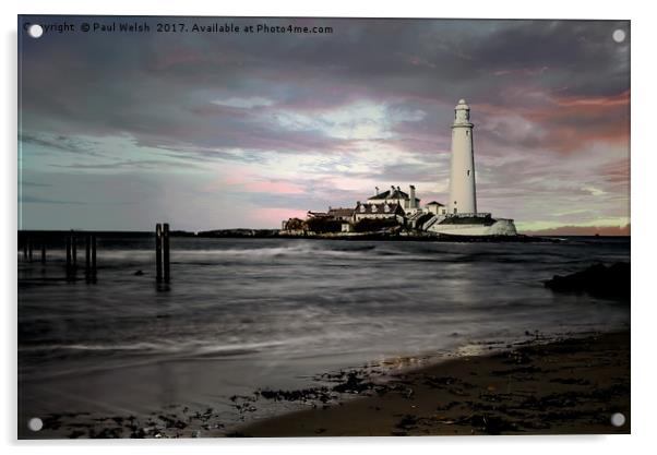 St Mary's Lighthouse Acrylic by Paul Welsh