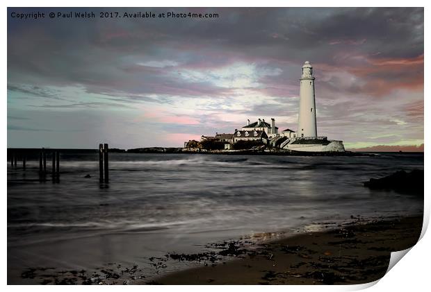 St Mary's Lighthouse Print by Paul Welsh