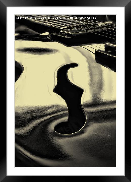 Guitar "f" hole, monochrome. Framed Mounted Print by RSRD Images 