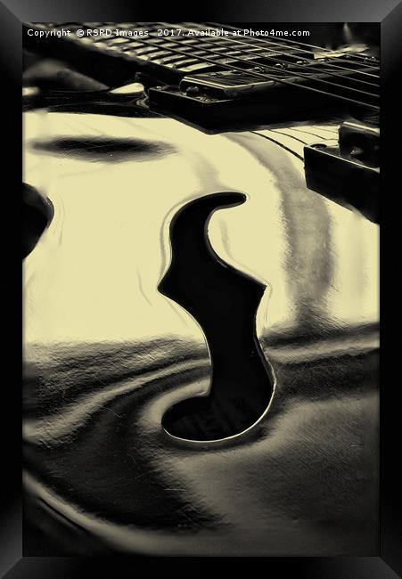 Guitar "f" hole, monochrome. Framed Print by RSRD Images 