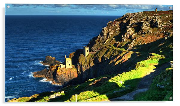 Crown Tin mines of Botallack Acrylic by Rob Hawkins