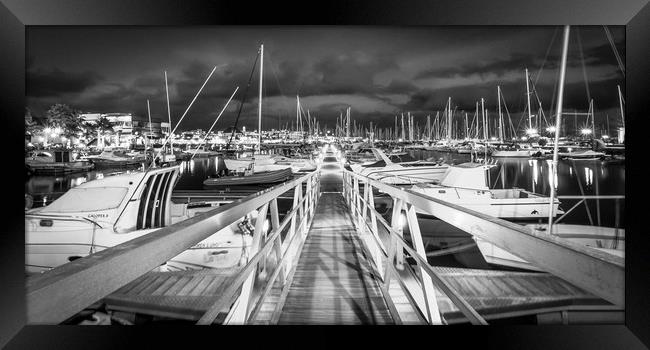 The Pontoon at the Marina Rubicon in Mono Framed Print by Naylor's Photography