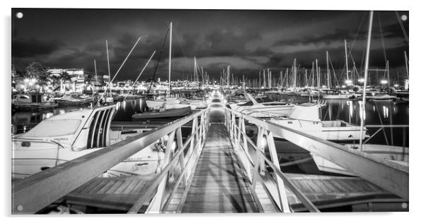 The Pontoon at the Marina Rubicon in Mono Acrylic by Naylor's Photography