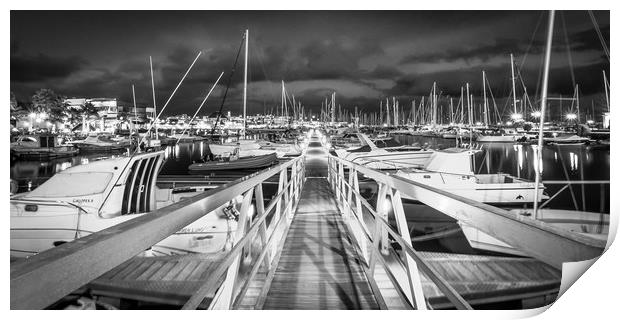 The Pontoon at the Marina Rubicon in Mono Print by Naylor's Photography