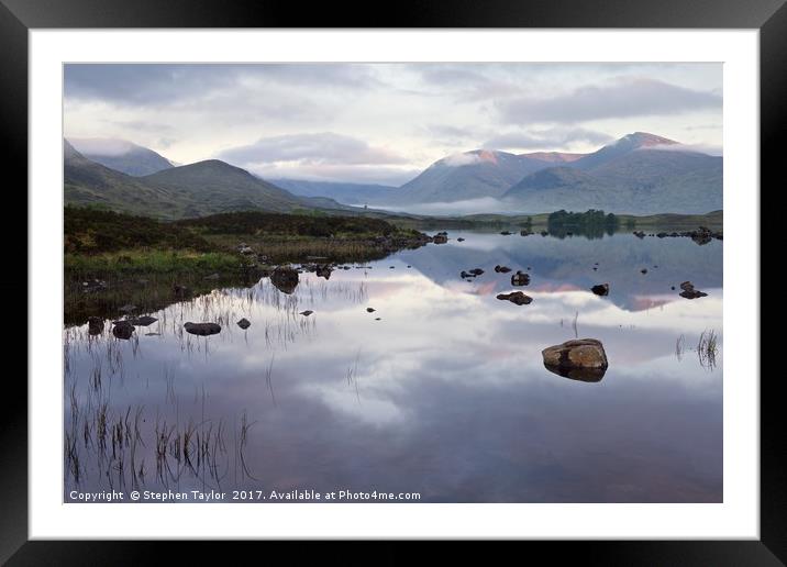 First Light hits the Black Mount Framed Mounted Print by Stephen Taylor