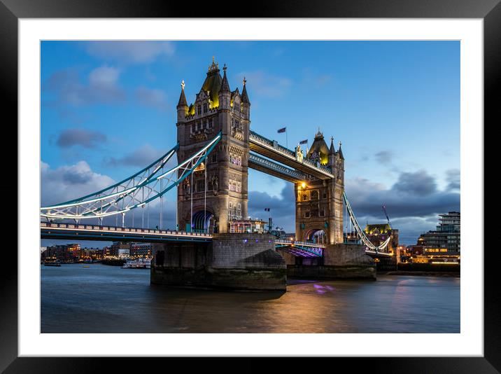 Londons Tower Bridge at sunset Framed Mounted Print by Nigel Smith