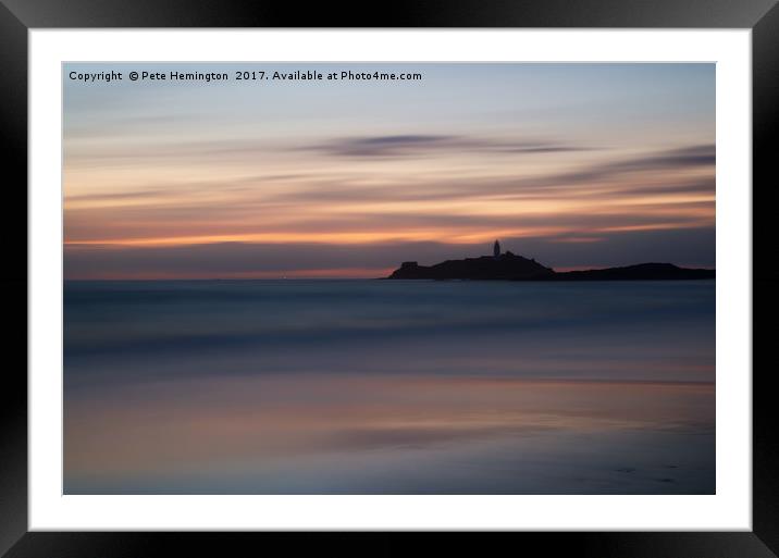 Godrevy Lighthouse from the beach Framed Mounted Print by Pete Hemington