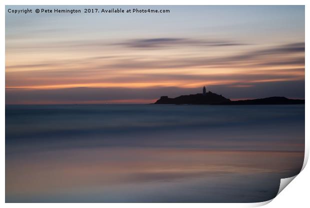 Godrevy Lighthouse from the beach Print by Pete Hemington