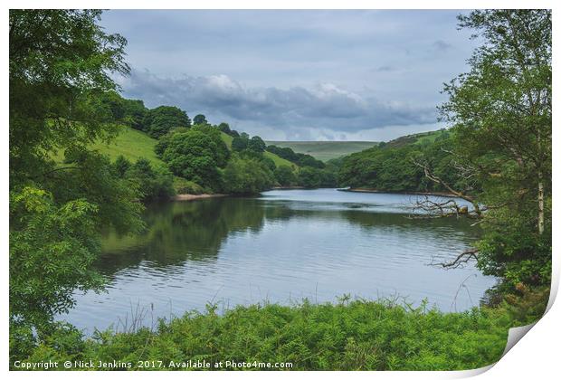 The Lower Lliw Valley Reservoir South Wales Print by Nick Jenkins