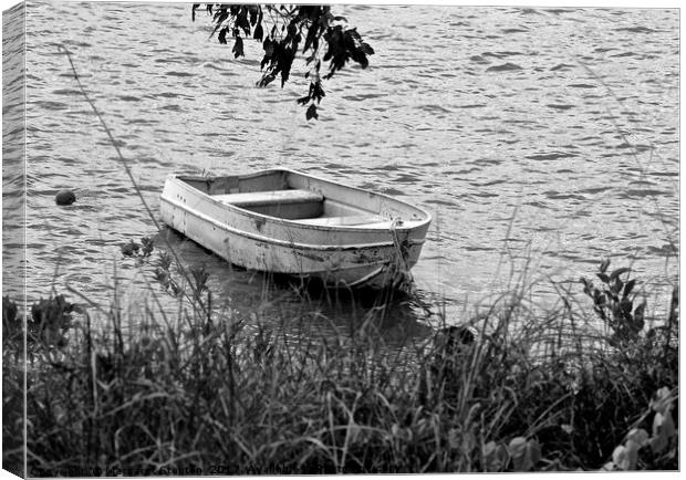 Dinghy (black and white)  Canvas Print by Margaret Stanton