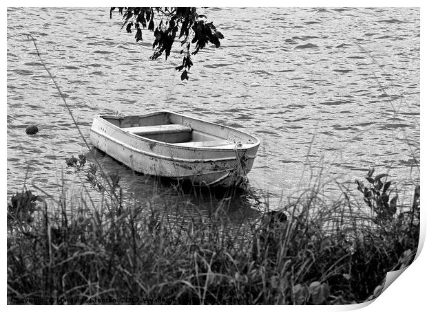 Dinghy (black and white)  Print by Margaret Stanton