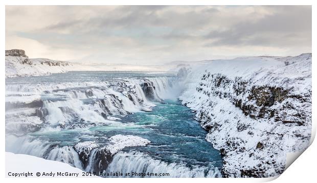 Gullfoss Waterfall Iceland Print by Andy McGarry