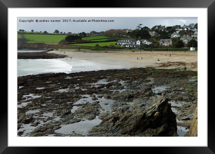 A FALMOUTH BEACH   Framed Mounted Print by andrew saxton