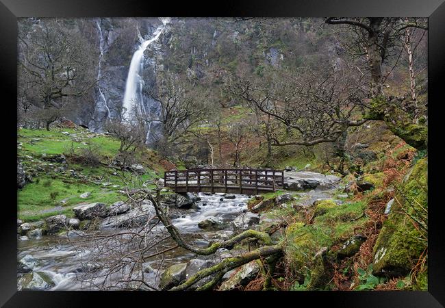 Bridge to Welsh Waterfall   Framed Print by Alan Barr