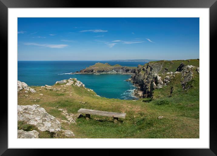 Pentire point and the rumps on the north Cormwall  Framed Mounted Print by Eddie John