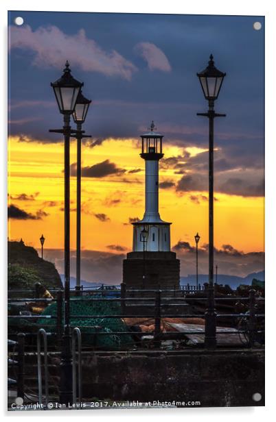 Maryport Lighthouse At Sunset Acrylic by Ian Lewis