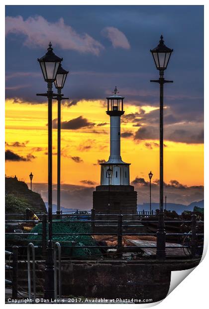 Maryport Lighthouse At Sunset Print by Ian Lewis